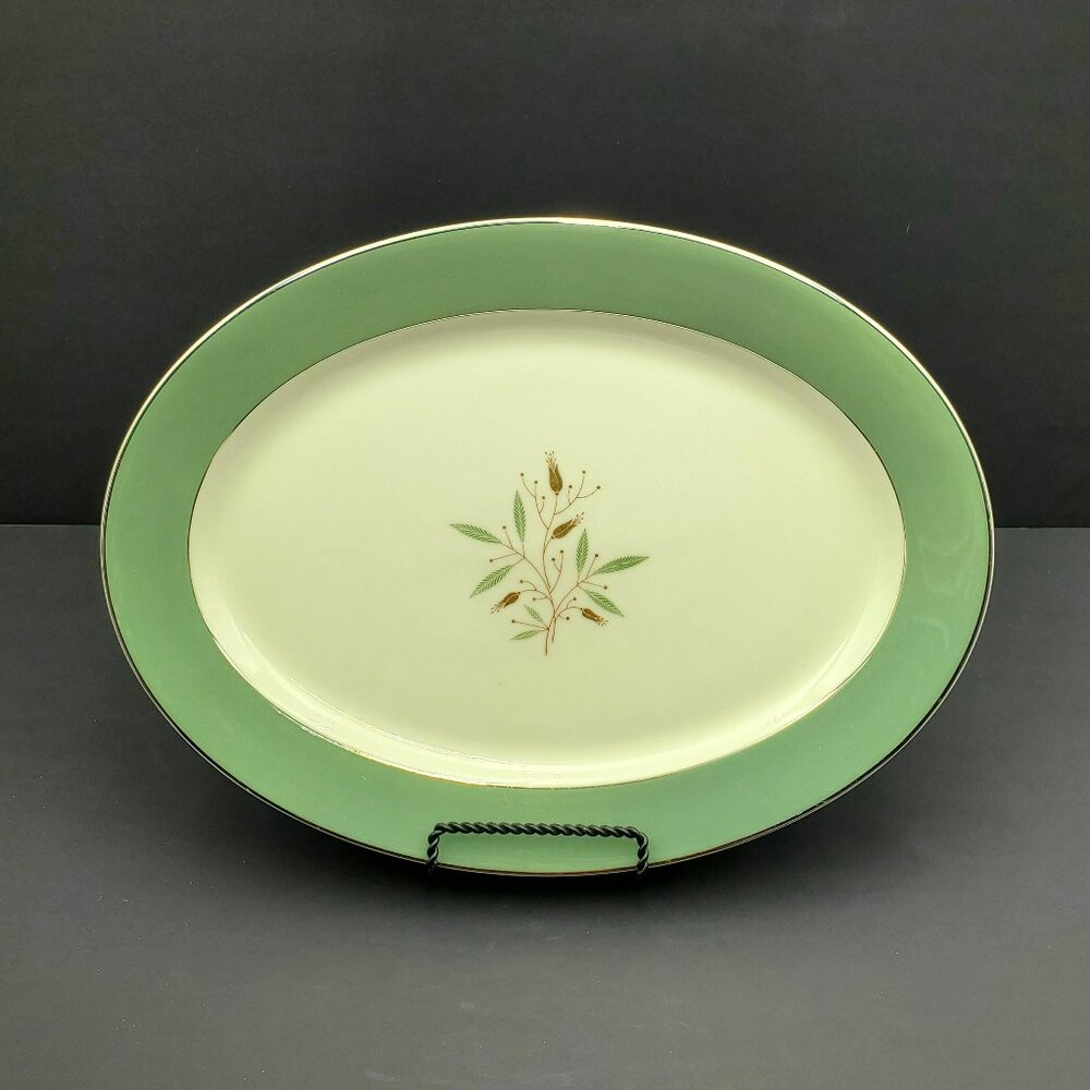Syracuse China Splendor Serving Platter 14" Oval Serving Plate Platinum Trim